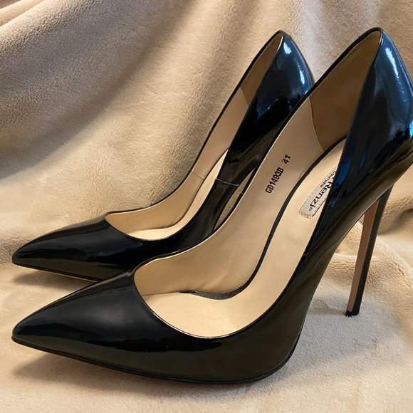 GIANNI RENZI BLACK PATENT LEATHER PUMPS SIZE 41 EU - Picture 3 of 11
